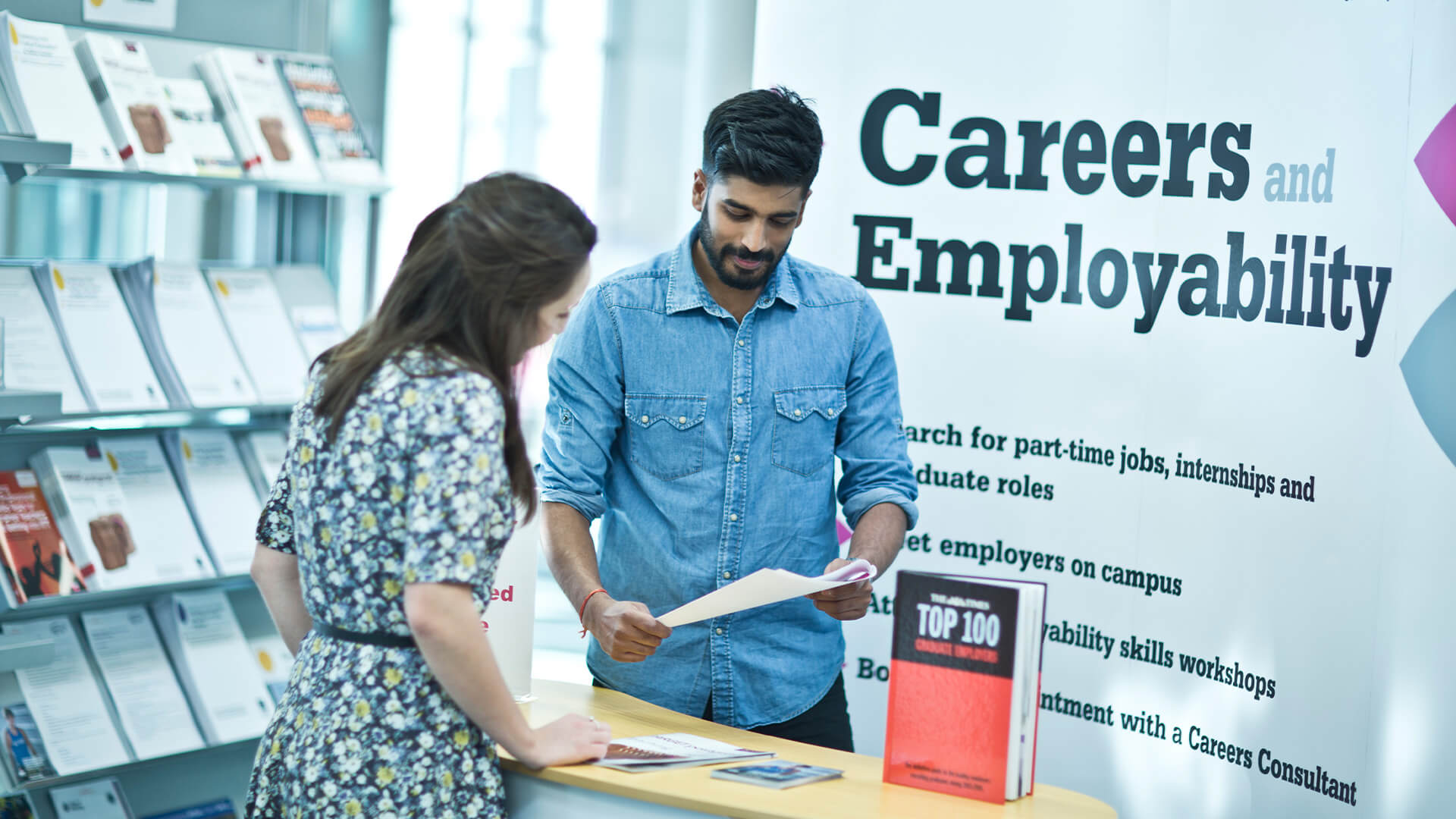 International student using Manchester Metropolitan University's careers and employability service