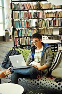 International student working in Learning Resource Centre with laptop International student working in Learning Resource Centre with laptop