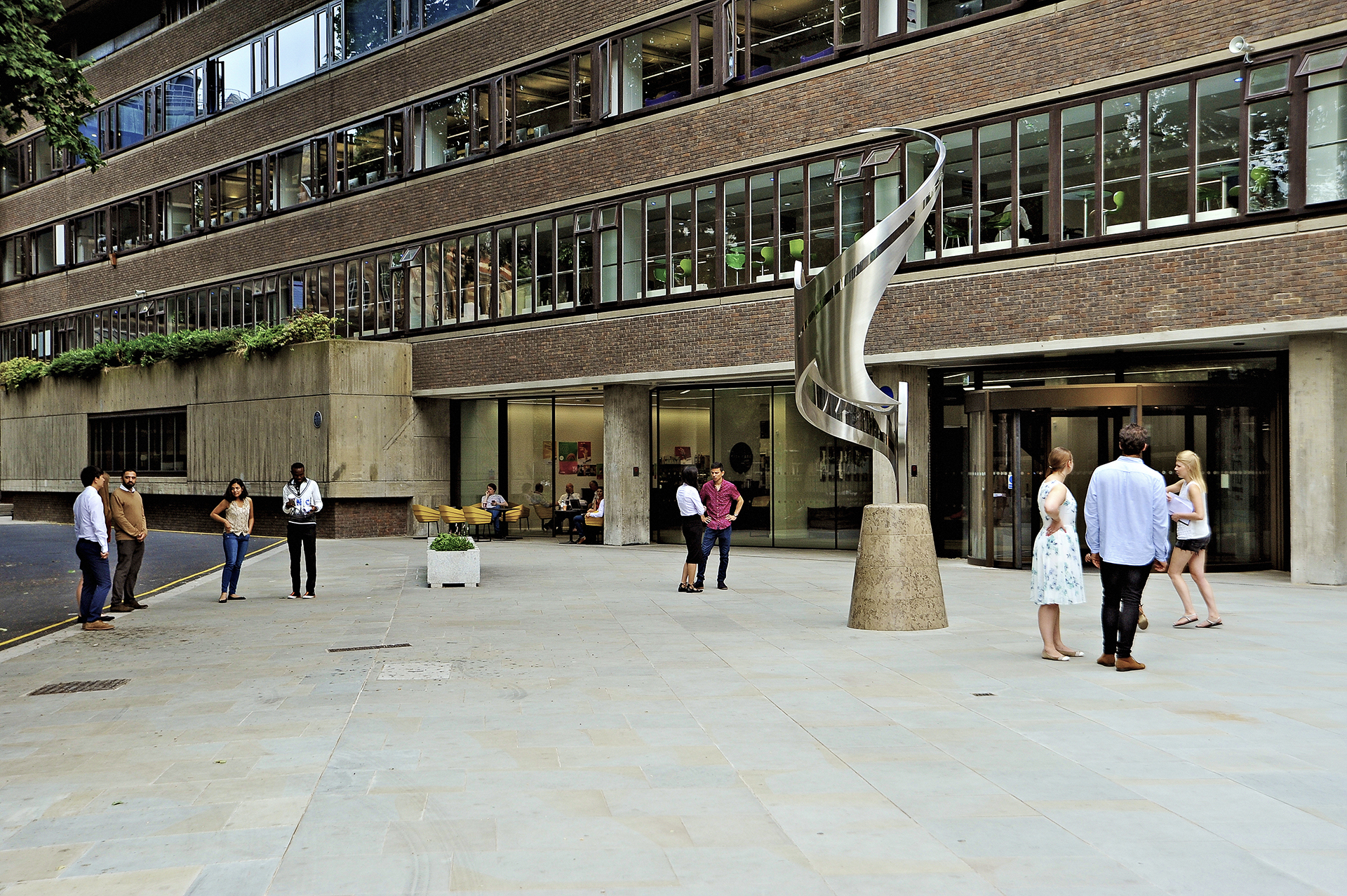 Students outside City, University of London entrance