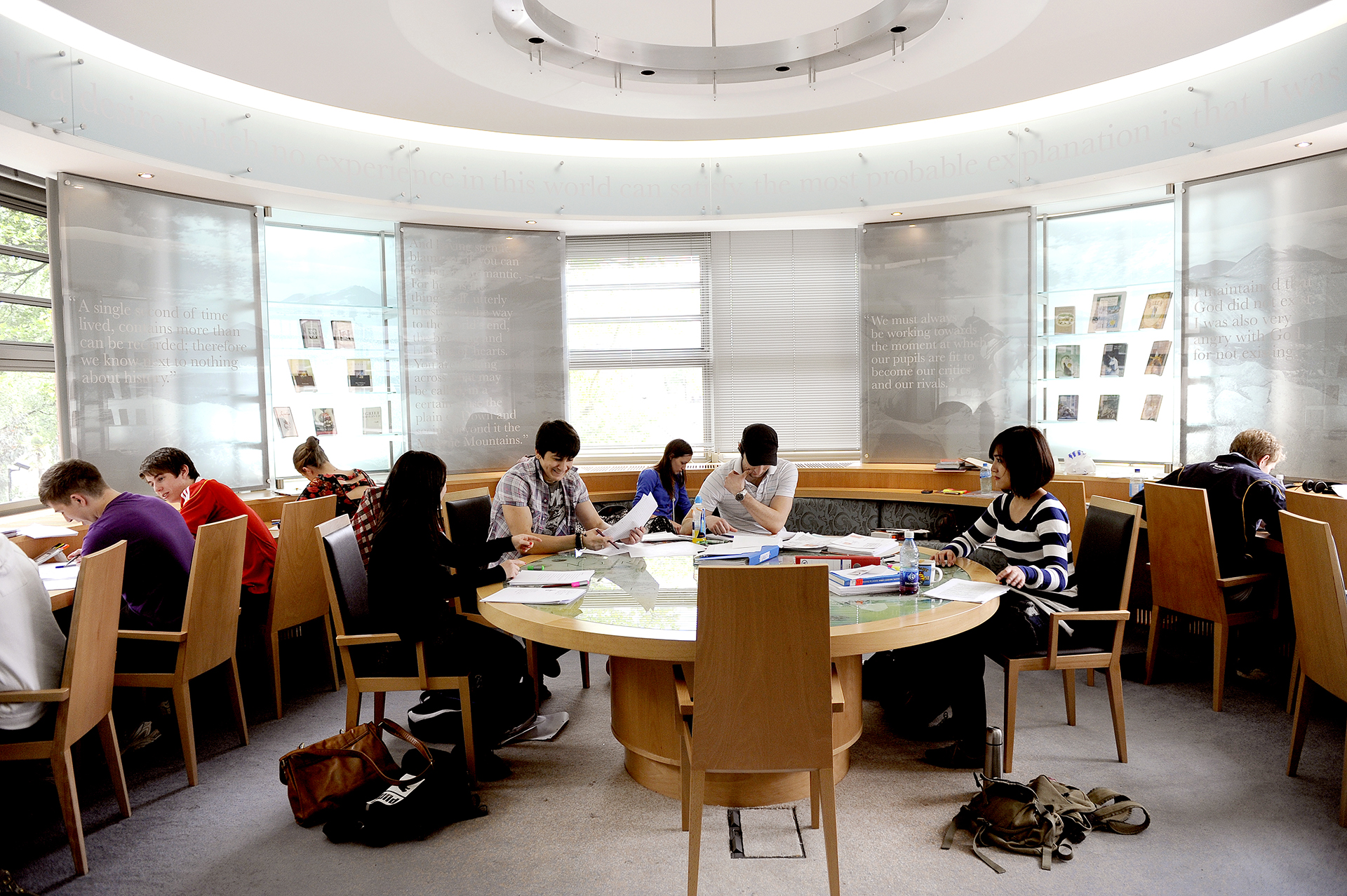 Students in a Queen's University Belfast study space