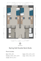 Double Semi-Suite Floorplan in Spring Hall