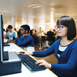 Student on computer Student on computer