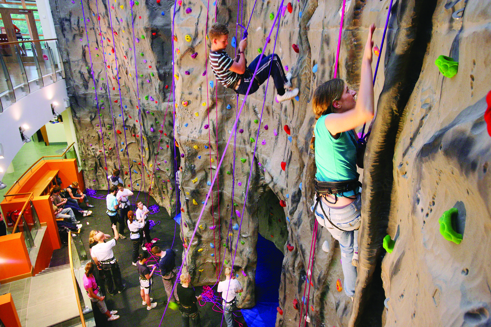 Students rock climbing at Queen's University Belfast Mountaineering Club