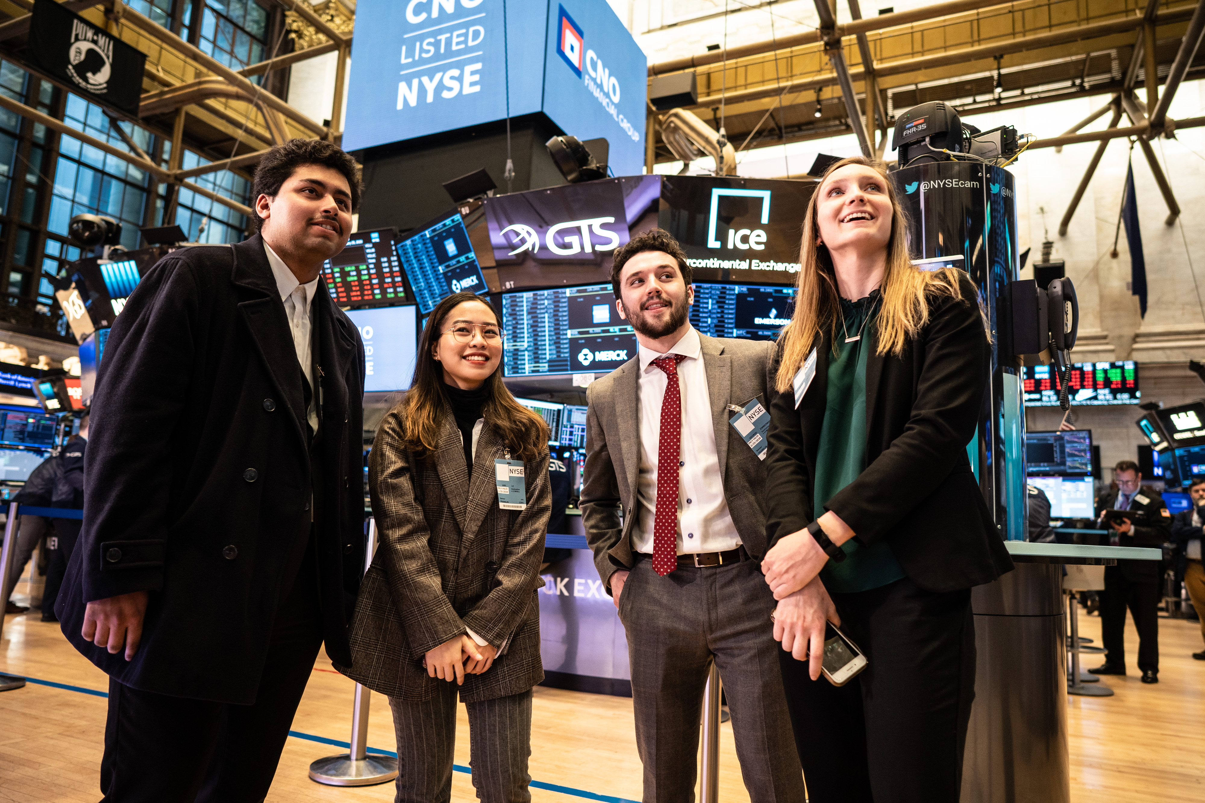 Students standing in wall street