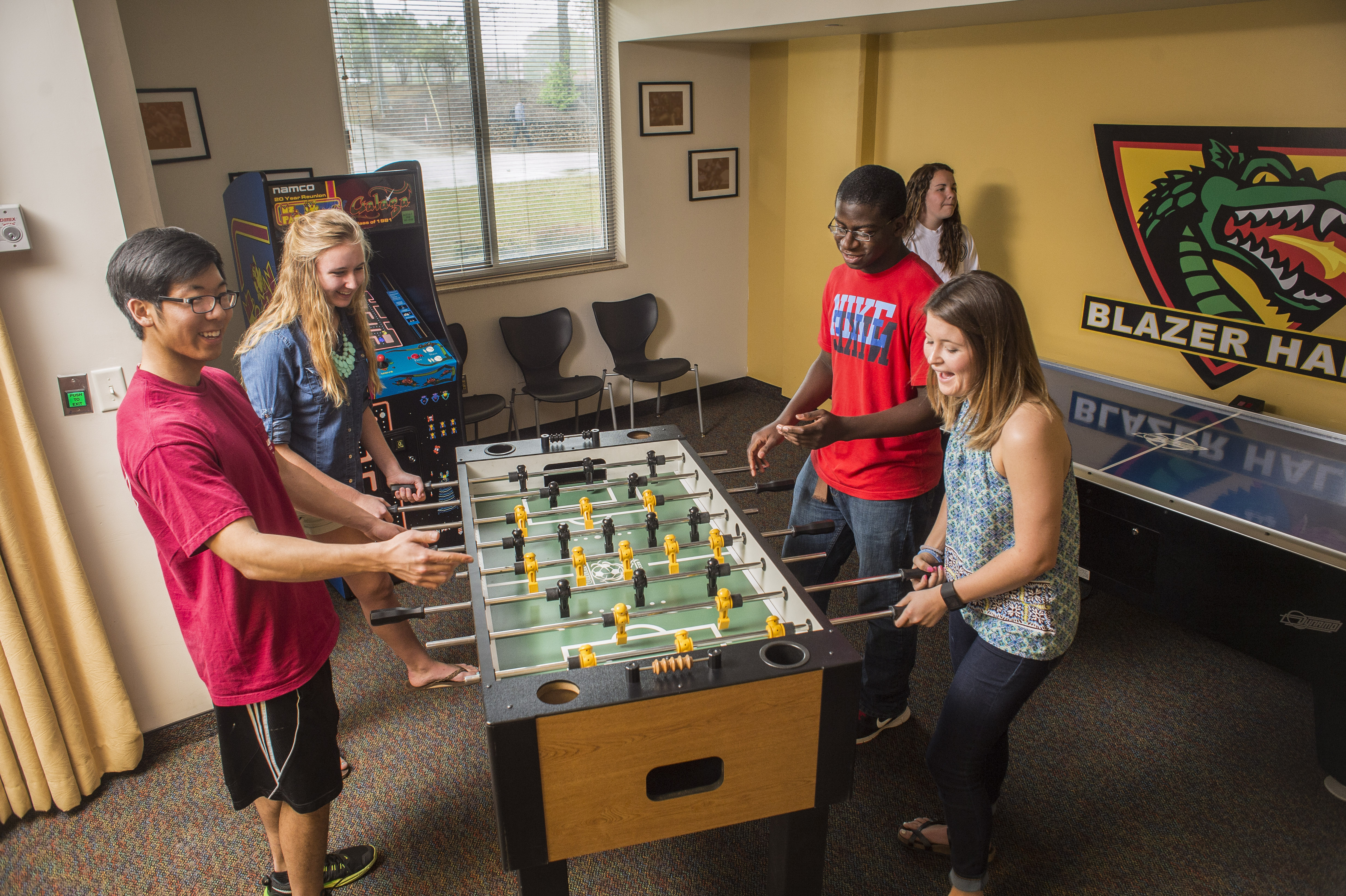 UAB Blazer Hall room Students playing