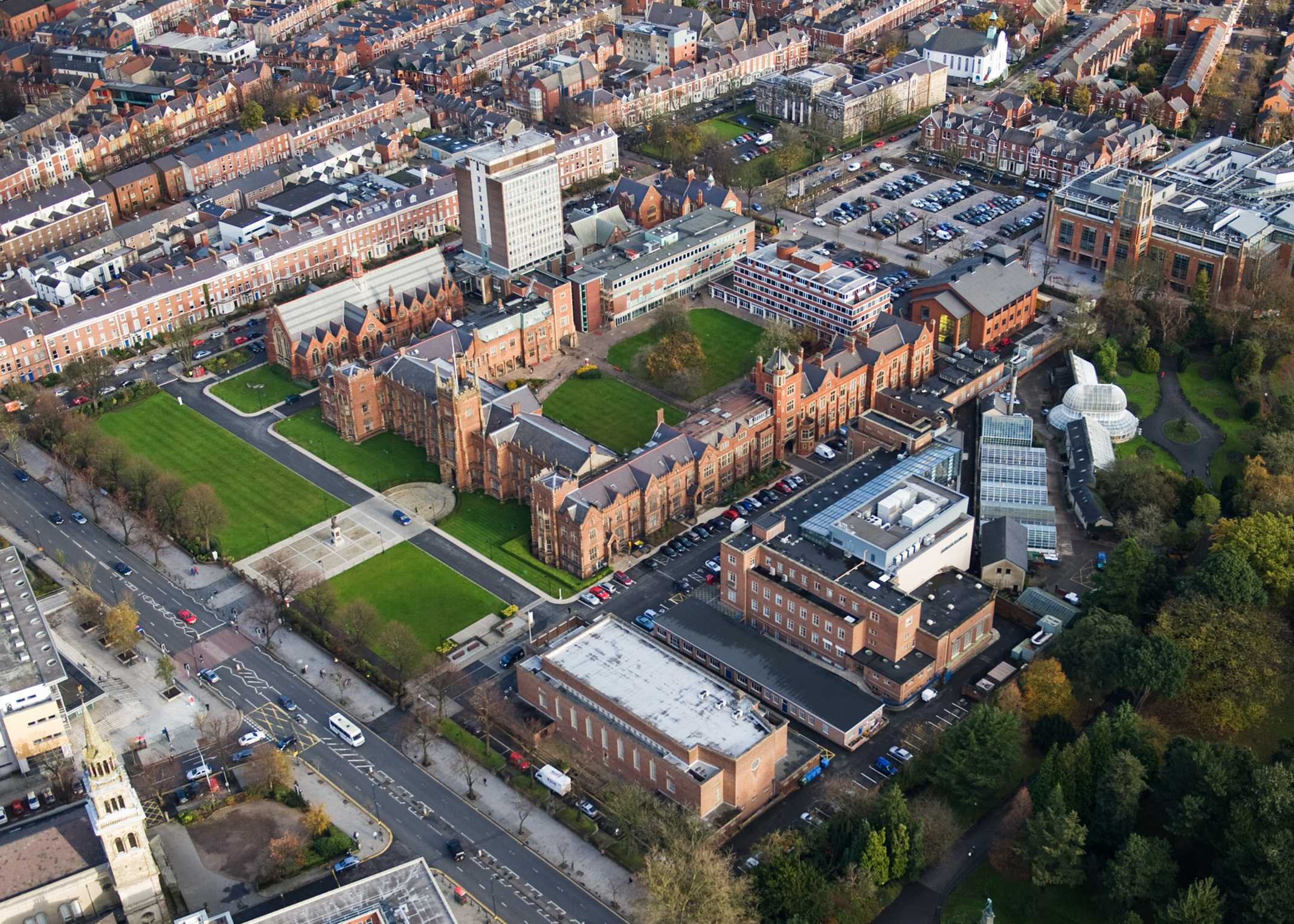 Aerial view of the Queen's University Belfast campus