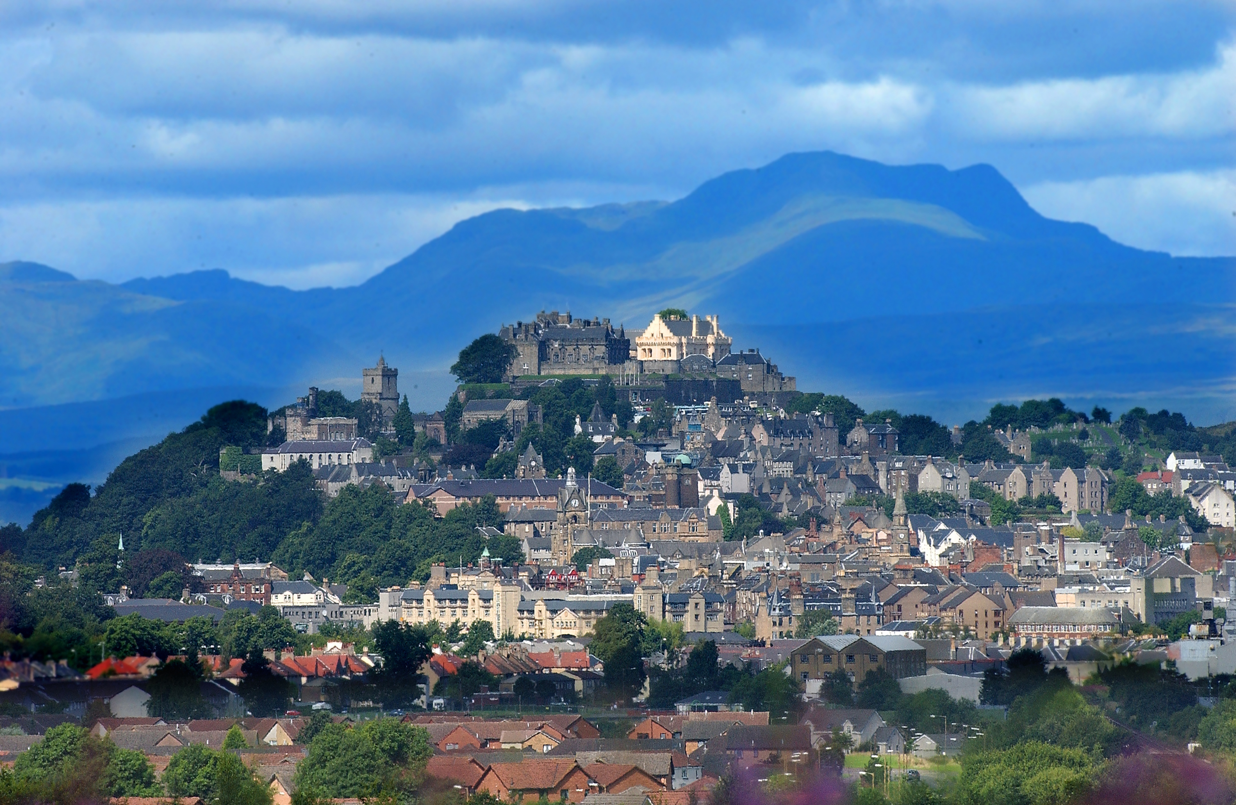 View over Stirling castle and the city centre