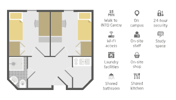 Floor plan of Student Residences Exeter - Twin Studio