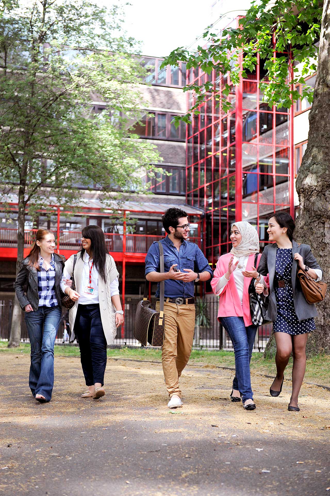 Group of students walking outside City, University of London