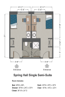 Single Semi-Suite Floorplan in Spring Hall