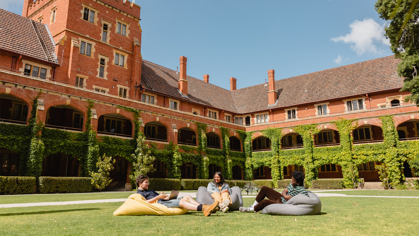 UWA St George's College - students sitting outside on beanbags