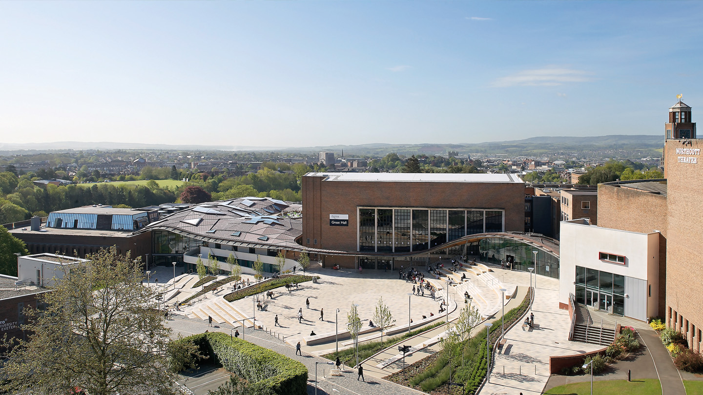 Aerial view of University of Exeter