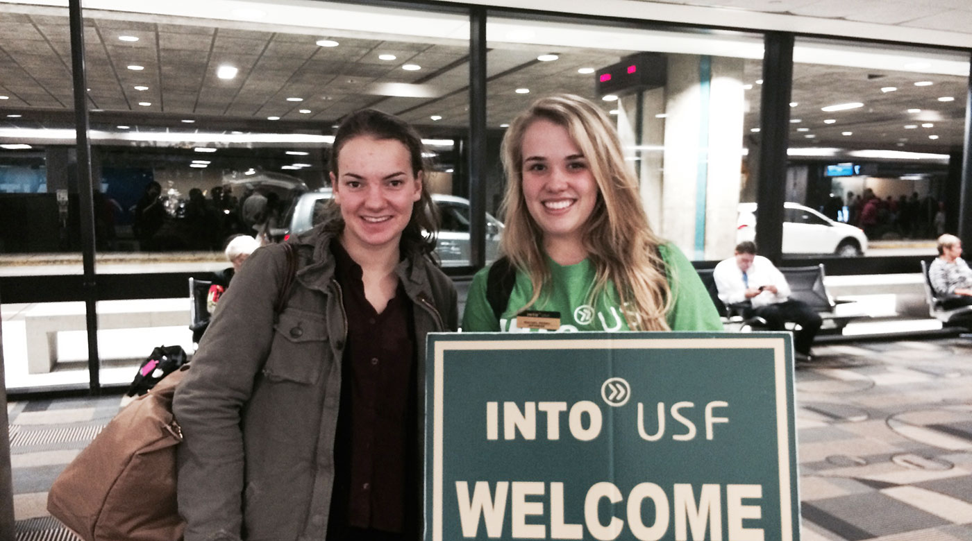 INTO USF more about university students welcome sign